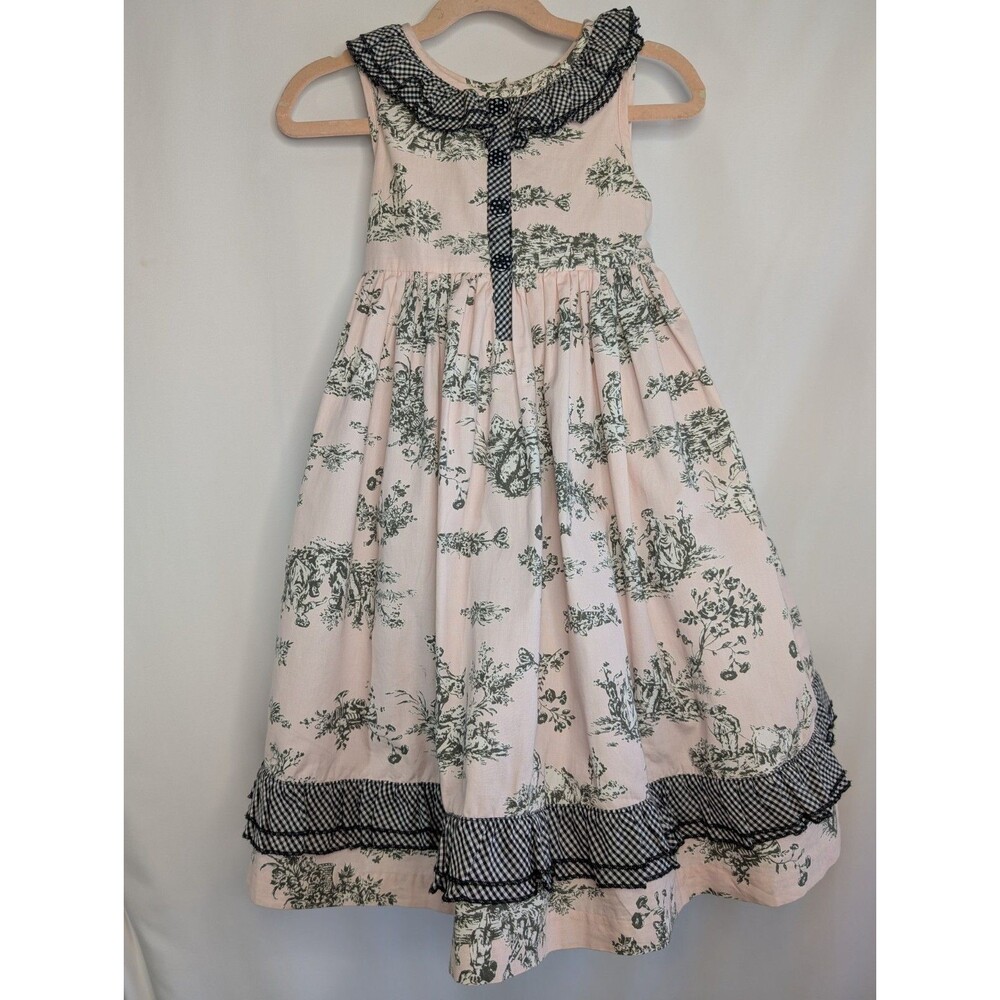 Laura Ashley London Pink & Black Waverly Toile Size 5  Tulle Layered Dress